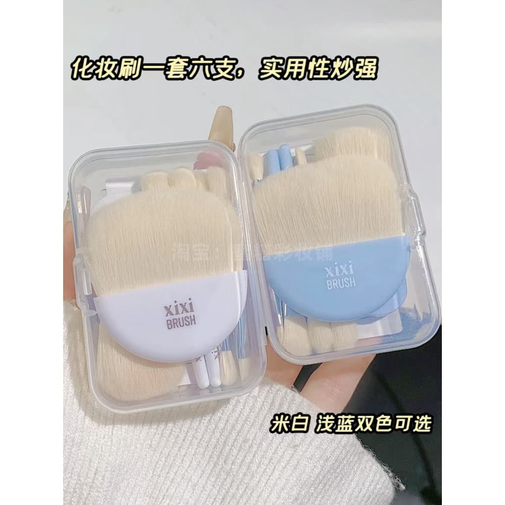 Tão Mini!Ju Complete ~ 6pcs Pincel de maquiagem portátil Pincel de sombra Pincel de contorno Pincel de Blush Tamanho de