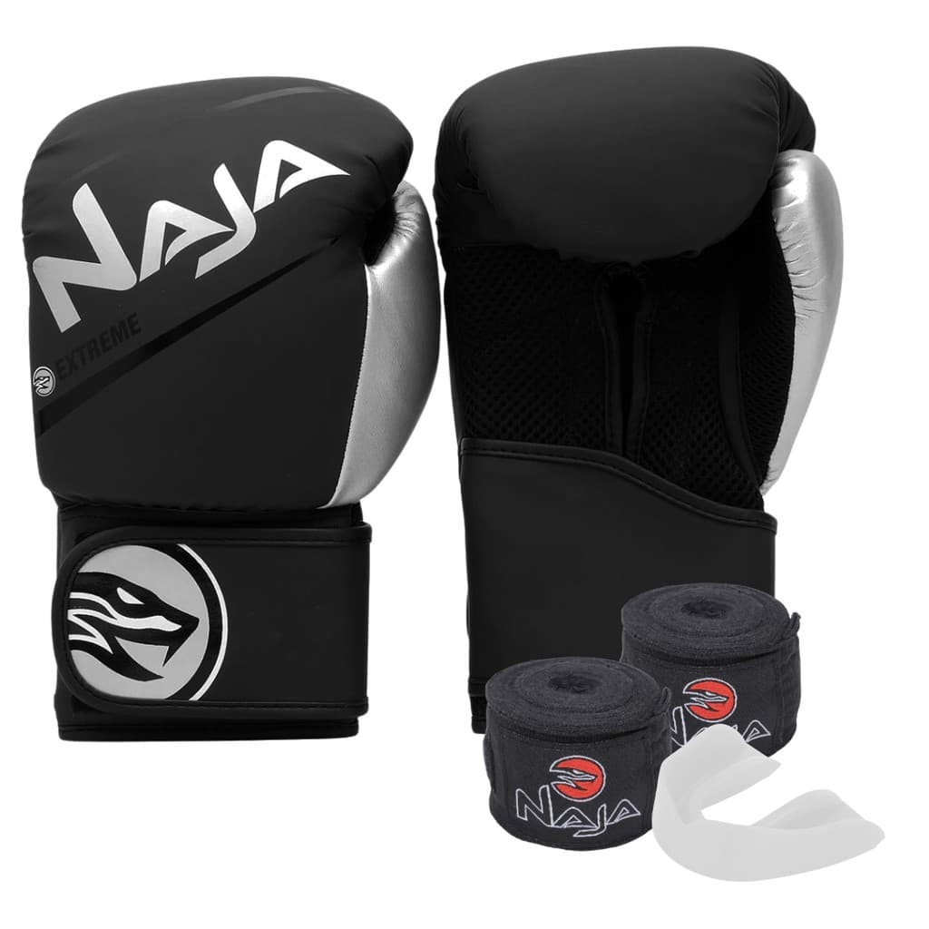 Kit luva Boxe Muay Thai Naja Extreme + Bandagem + Protetor Bucal