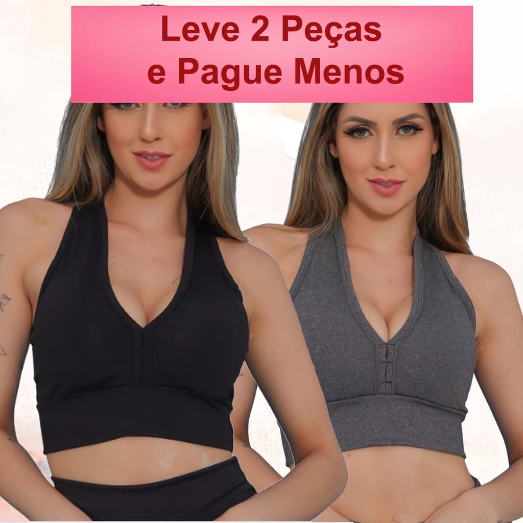 Kit 2 TOP Academia Nadador Feminino Academia Fitness com Bojo Removível