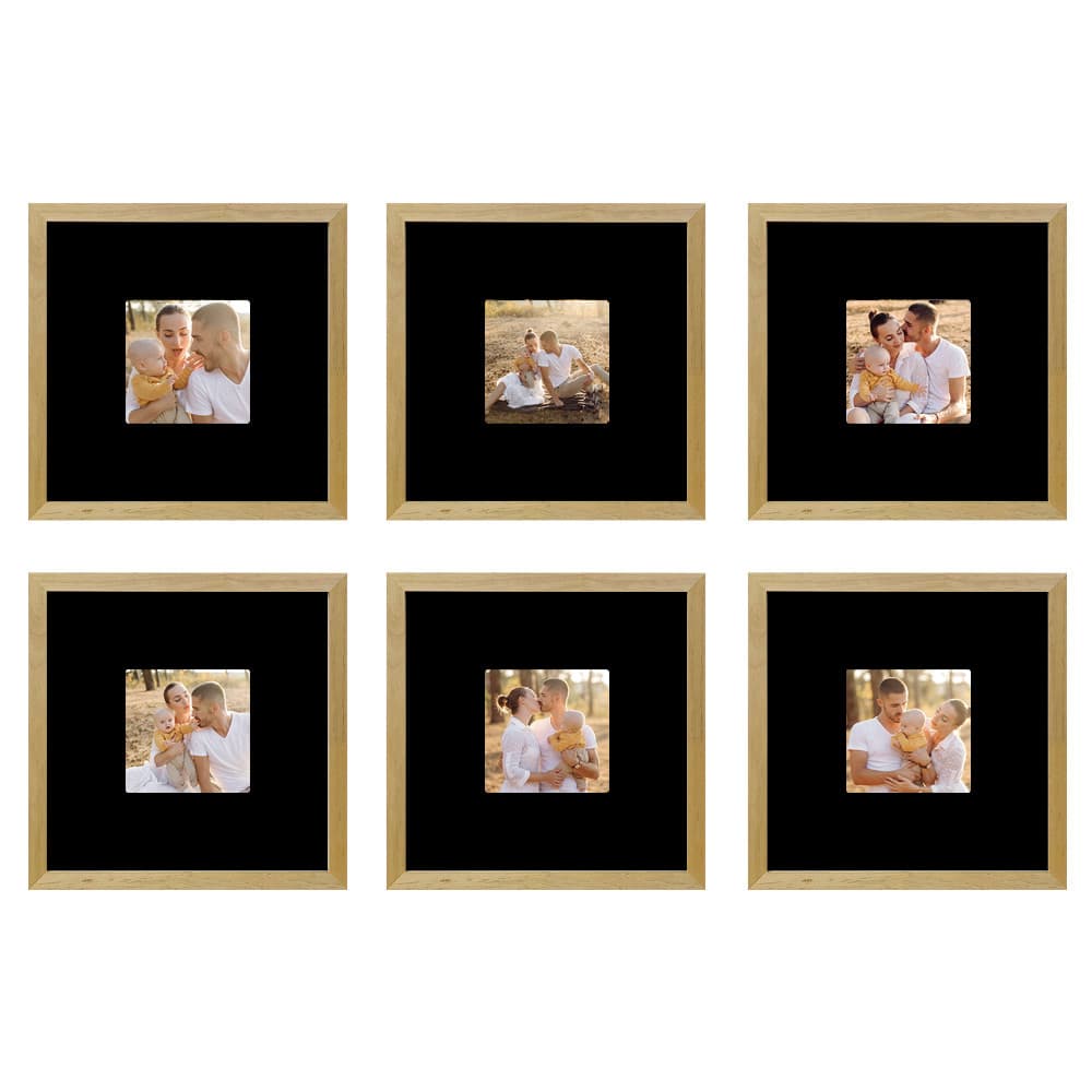 Kit 6 Quadros Porta Retrato Foto 10x10 Paspatur Preto 20x20