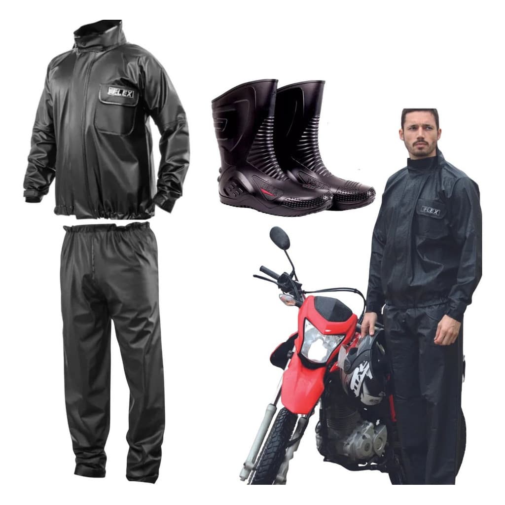 Kit Capa De Chuva Flex Bota Delta Motociclista Unissex