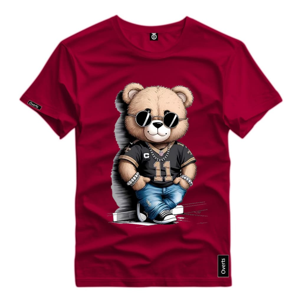 Camisa Blusa Estampado Urso Estiloso Ryban Camiseta Malha Algodão Básica Personalizada Top-