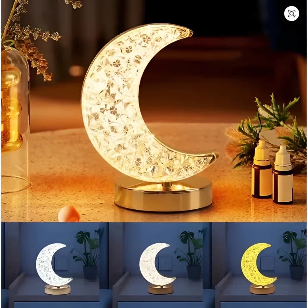 Luminária de Mesa Lâmpada Touch Quarto Luxuosa Cristal Acrílico 3 Tons de Led