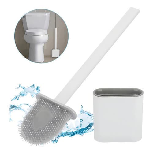 Escova Vaso Sanitário De Silicone Com Suporte Para Banheiro