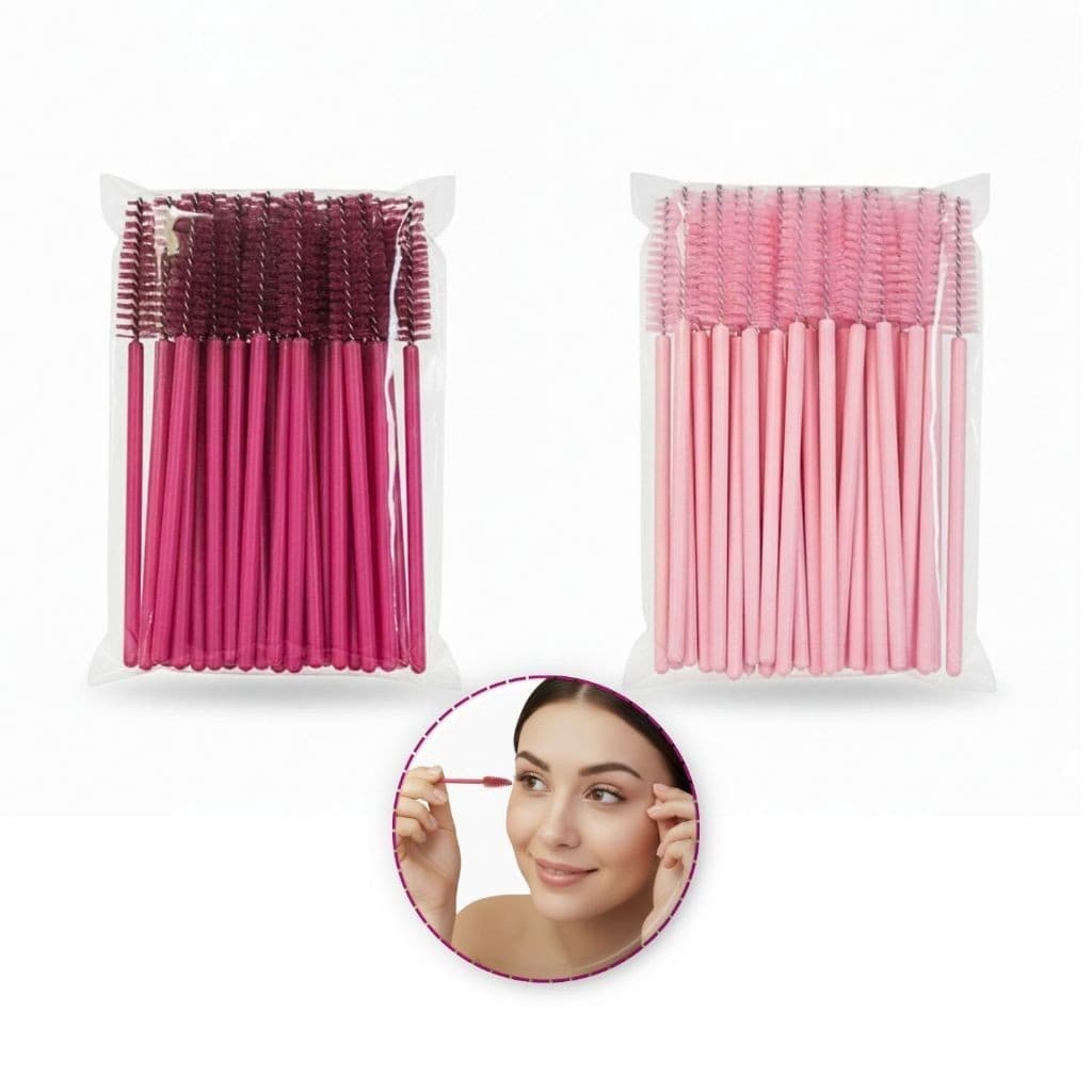 Kit 100 Escovinhas Sobrancelha Cílios Alongamento Microblading Descartáveis