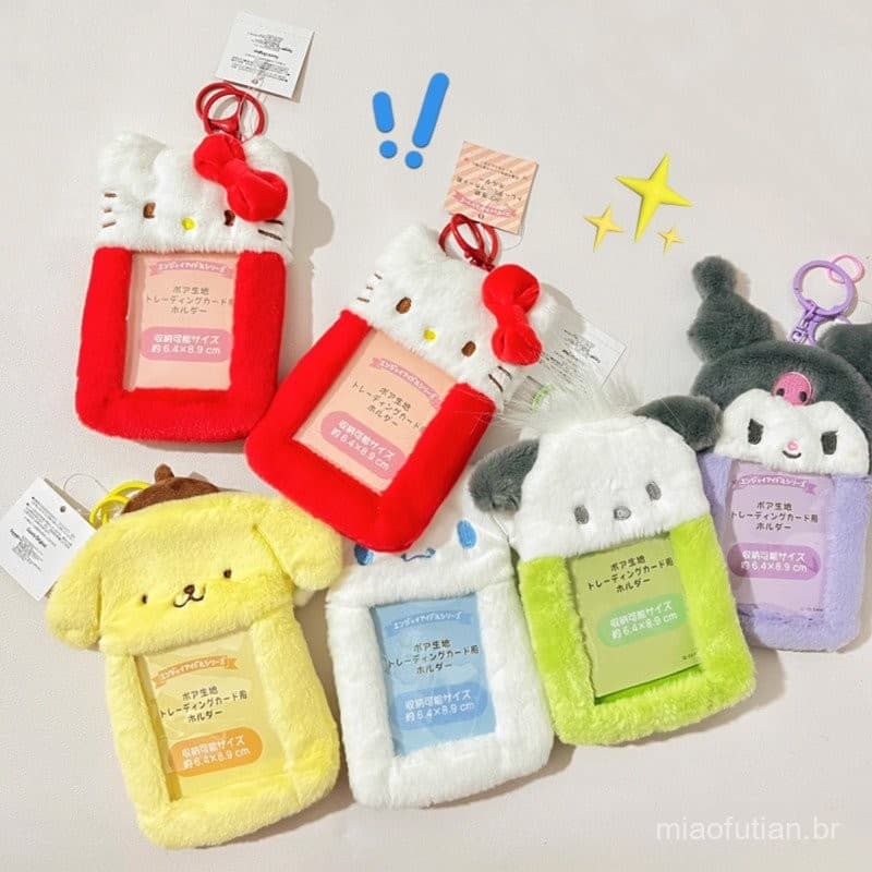 Porta-cartões de pelúcia Kawaii Dos Cartoon Anime My Melody Kuromi fofo de 3 polegadas Hello Kitty Cinnam 2WBQ