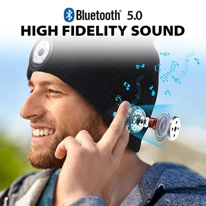 1 Pçs Música Sem Fio Bluetooth Chapéu Led Chamada Noite Correndo Iluminação Ao Ar Livre Luz De Emergência Quente De Malh