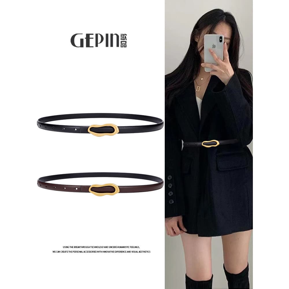 Primeira camada de couro genuíno cinto fino feminino terno decoração vestido casaco High-End sentimento 2026 novo estilo