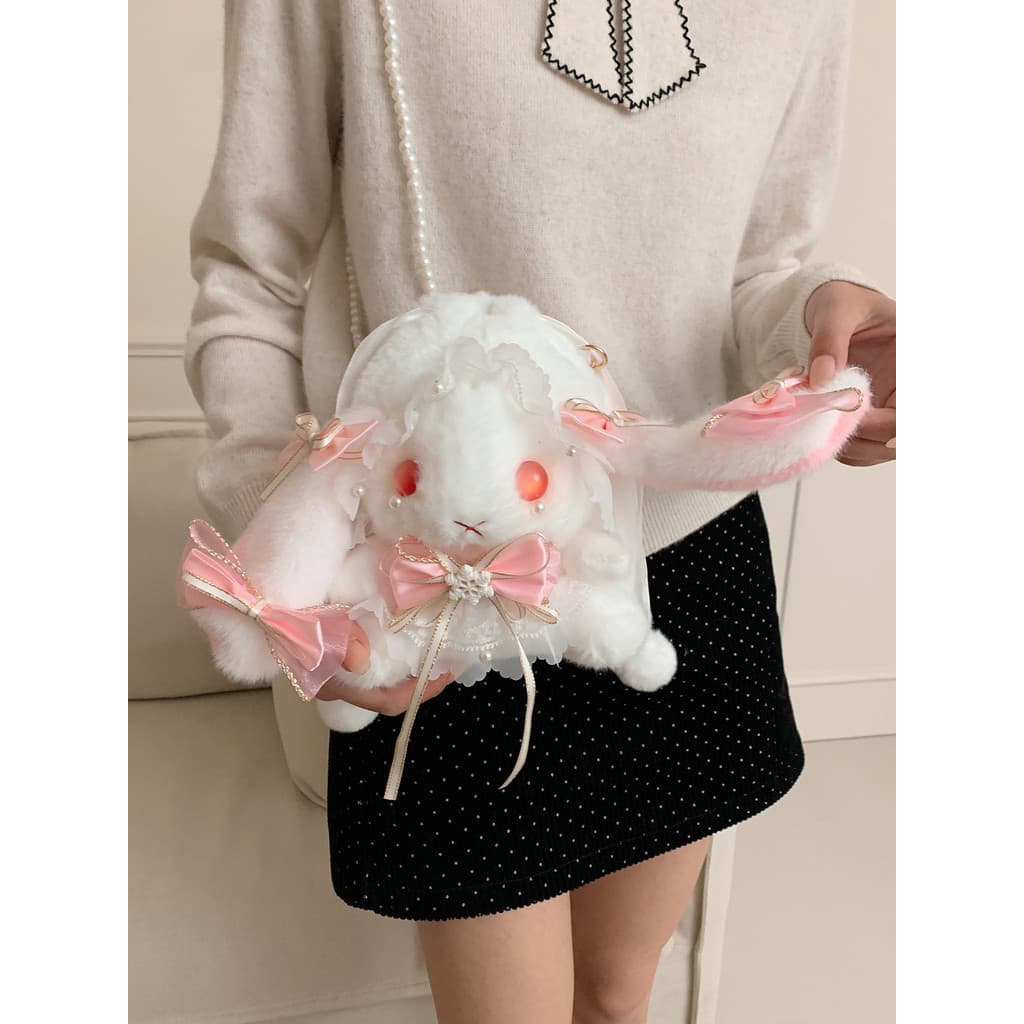 Meninas presentes de aniversário para meninas prático bonito requintado Lolita coelho saco Crossbody arco boneca saco