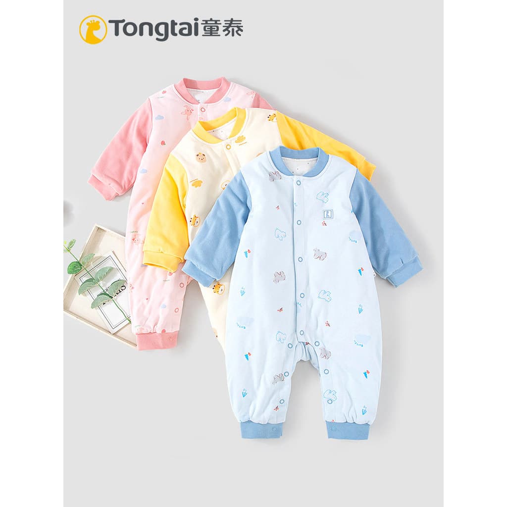 Tongtai outono inverno masculino feminino macacão de bebê fino algodão Folio quente puro algodão macacão bebê fechado vi