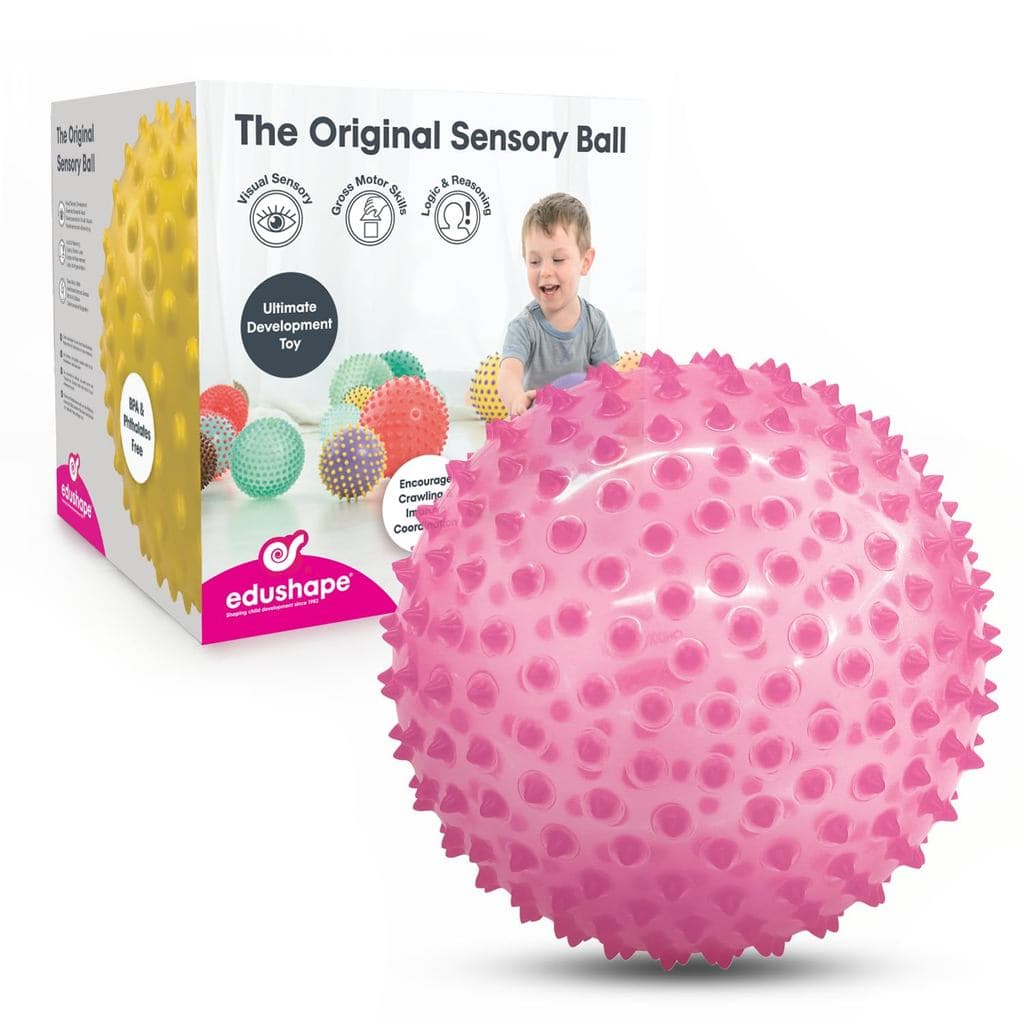 Bola Sensorial Edushape para Bebês - 7" Rosa Transparente, Aprimora as Habilidades Motoras Grossas para Crianças a Parti