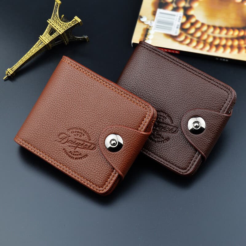 Carteira masculina com fecho magnético, novo estilo europeu e americano, carteira masculina de couro texturizado com múl