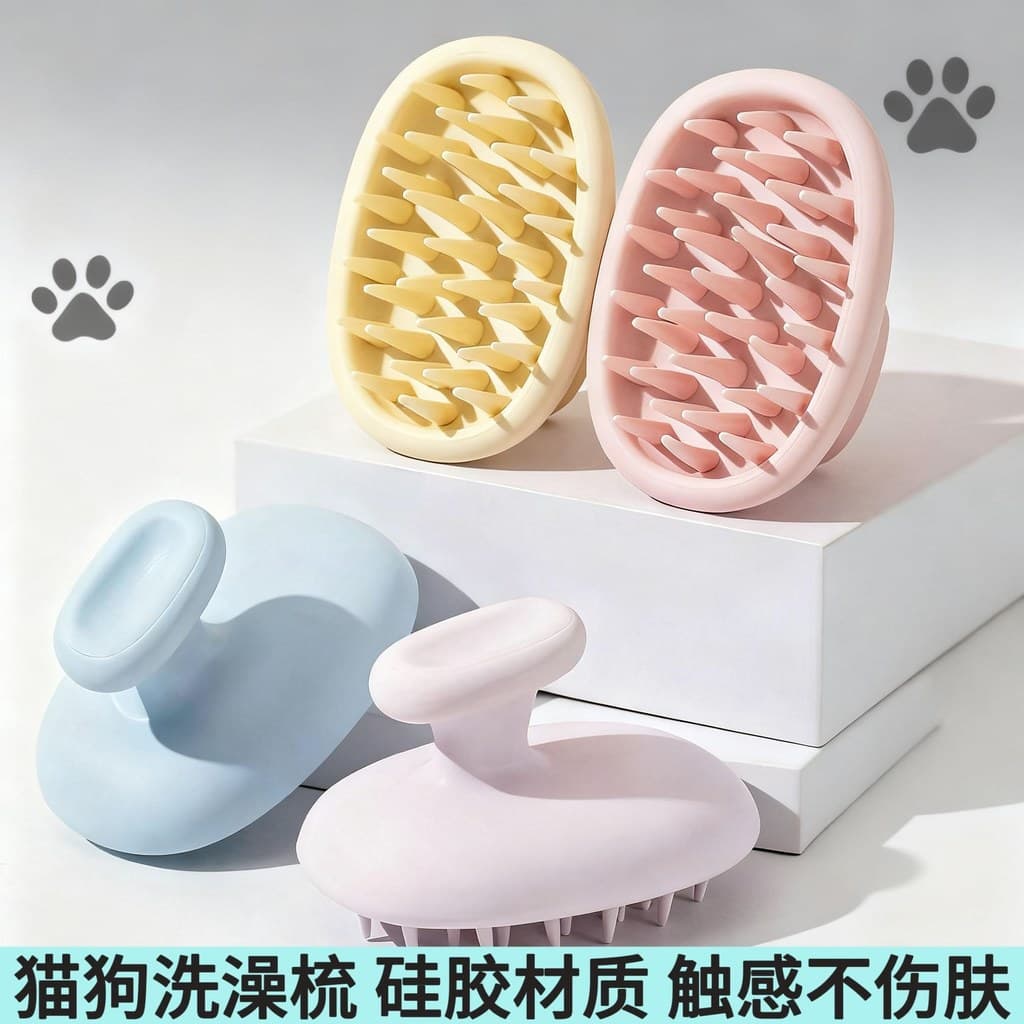 Escova de banho para animais de estimação, escova de Silicone especial para gatos, cães, massagem, escova de banho para