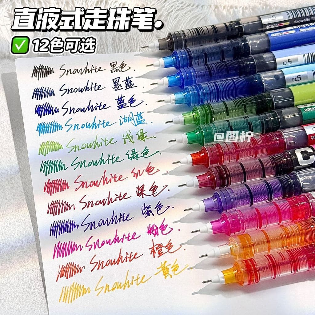 Baixue Color Seringa Caneta líquida reta Caneta de Gel 0.5 mm Caneta de cor líquida reta Cabeça de seringa de tinta de s
