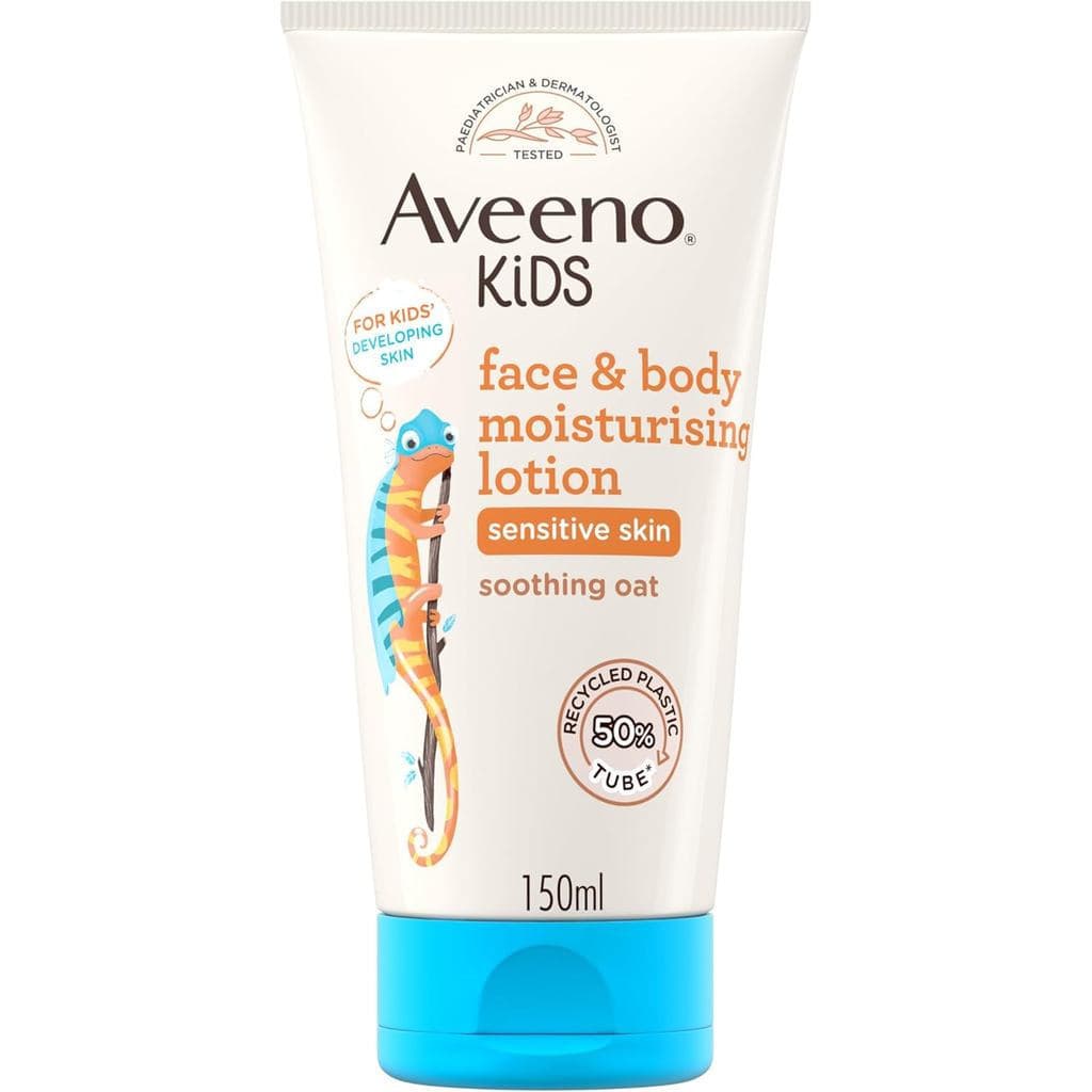 Loção Hidratante para Rosto e Corpo AveenoKids (1x150ml), Hidratante Não Oleoso Enriquecido com Aveia, Loção para Rosto