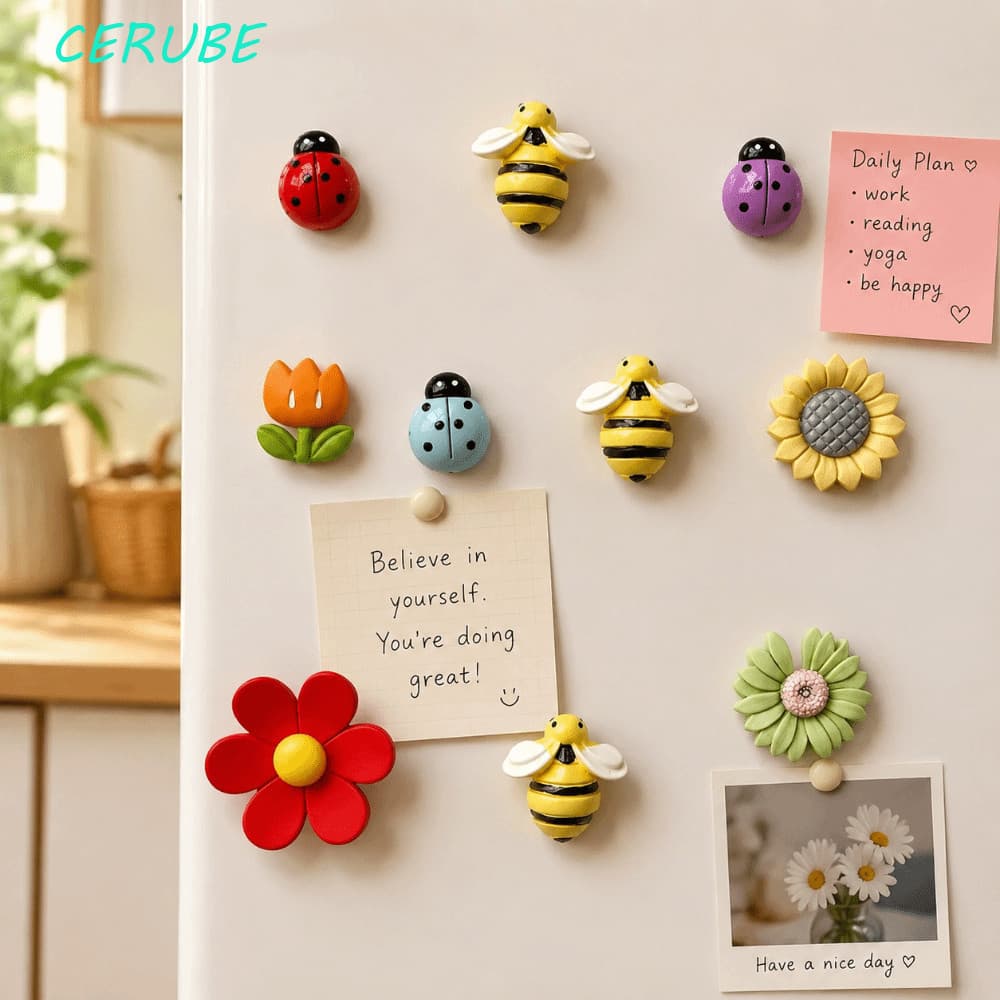 CERUBE 10pcs Geladeira , Ímãs De Flores Em Formato Oval De Girassol , Decoração