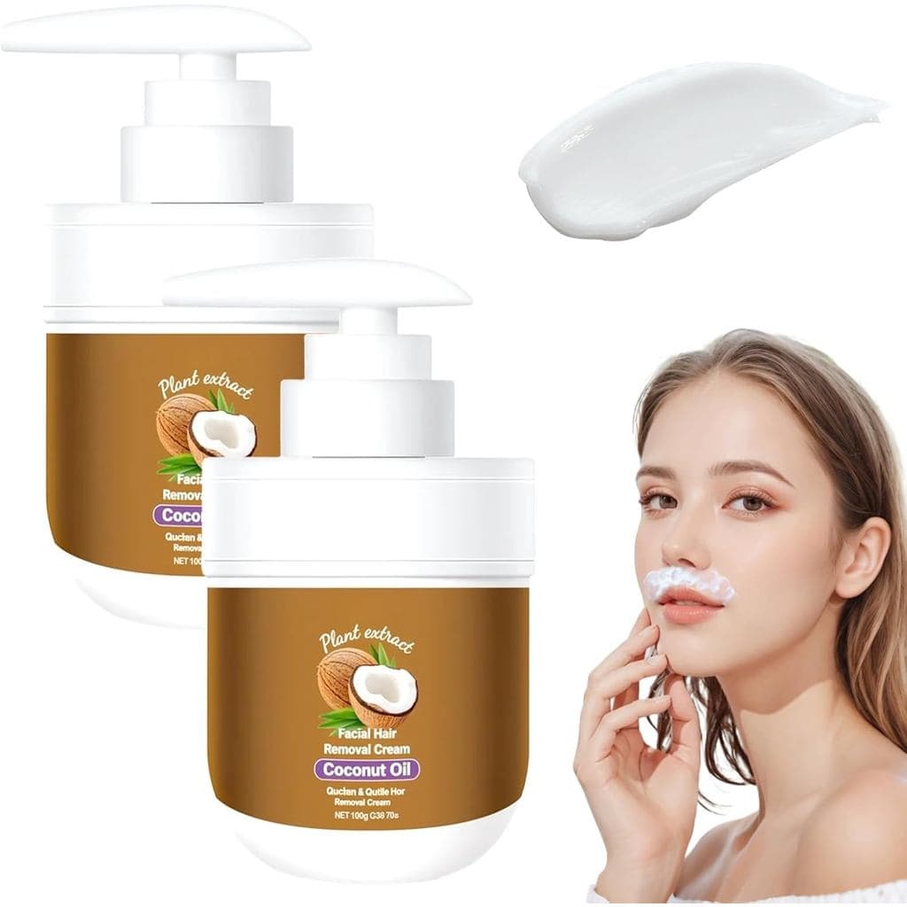 Creme Depilatório Facial 100g, Novo Creme Depilatório de Óleo de Coco 2026, Hidratante e Suavizante, Remove Pelos do Nar