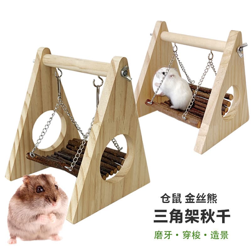 Brinquedo de Madeira com Balanço para Hamster Esconderijo Mordedor para Pequenos Roedores
