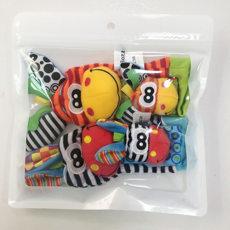 Meias de pulso para bebês SOZZY, chocalho, pulseira para bebês, pulseira de relógio, conjunto de brinquedos educativos p