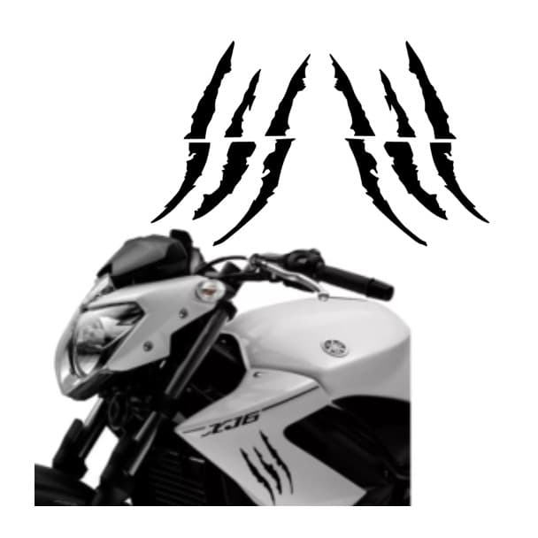 2 Adesivos Garra Arranhão Recortado Moto Carenagem Premium Marcas Monstro