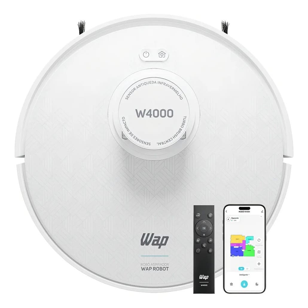 Robô Aspirador de Pó WAP ROBOT W4000 127V - Estação Autolimpante, Mapeamento LDS 360°, Passa Pano