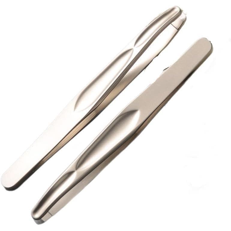 Pinça de aço inoxidável, ponta fina de precisão, design reto, dourada, para beleza, aparar sobrancelhas e barba.
