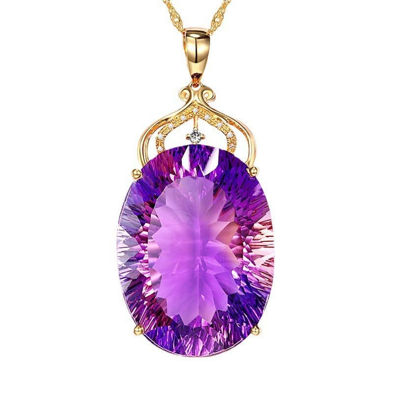 Fedsolife colar cristal ametista titânio aço banhado a ouro europeu americano moda pingente ambientalmente amigável Mate