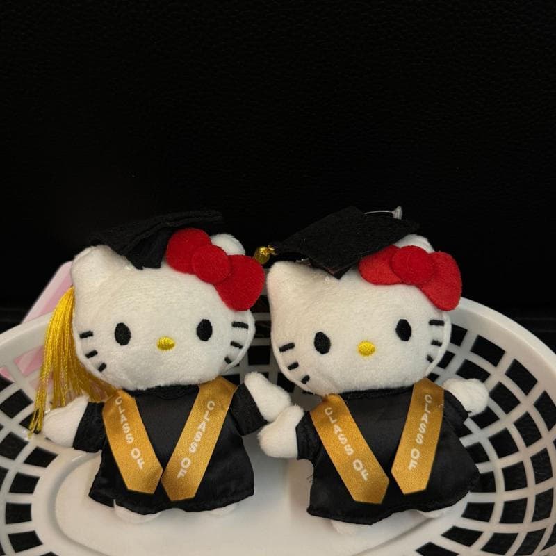 Decorador Sanrio Graduação Doutorado Chapéu E Uniforme Do Mestre Olá Kitty Brinquedos De Pelúcia Gato Boneca Pingente Do