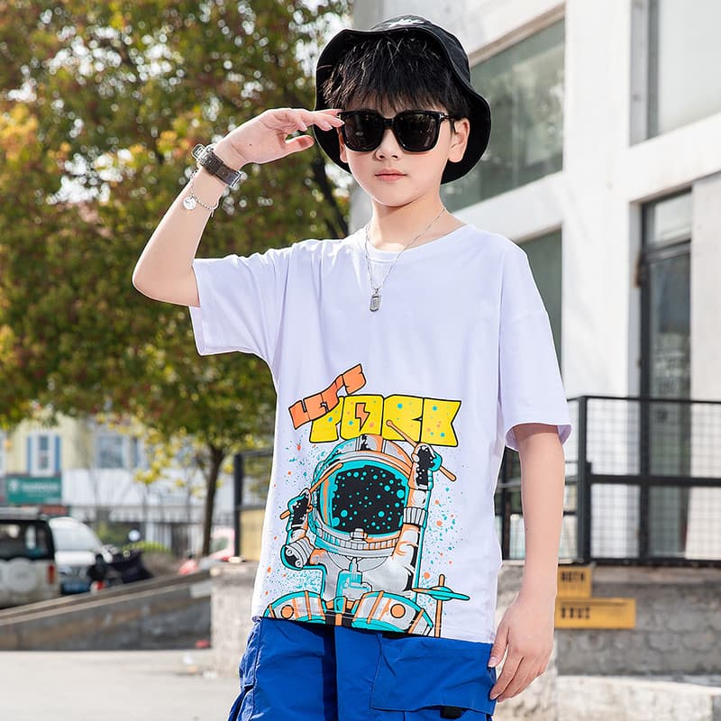 GILE meninos camiseta de manga curta 2025 novo estilo verão menino topo Street Wear meia manga médio grande crianças ver