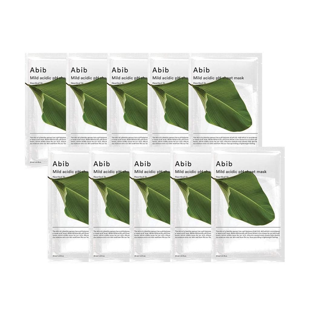 Máscara facial em folha Abib com pH levemente ácido Heartleaf Fit 30ml (10 unidades)
