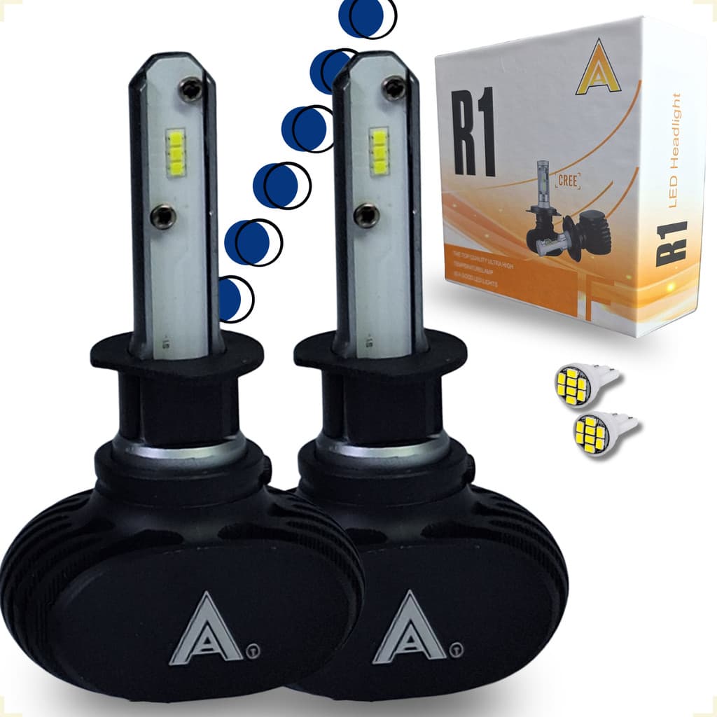 Par Ultra Led Lâmpada R1 Super Branca Led 6000k H1 H3 H4 H7 9005 HB3 9006 HB4 + T10 Carro Universal