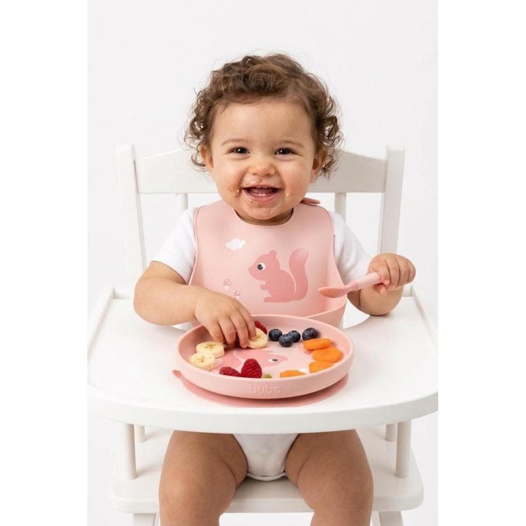 Prato Infantil Silicone Buba com Ventosa 3 Cores Antiderrapante 6+ Meses