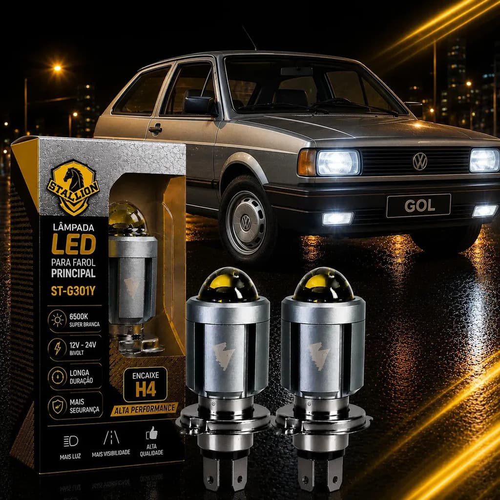 Kit 2 Lâmpada Led H4 Carro Gol Celta Classic 6500k Alta Luz