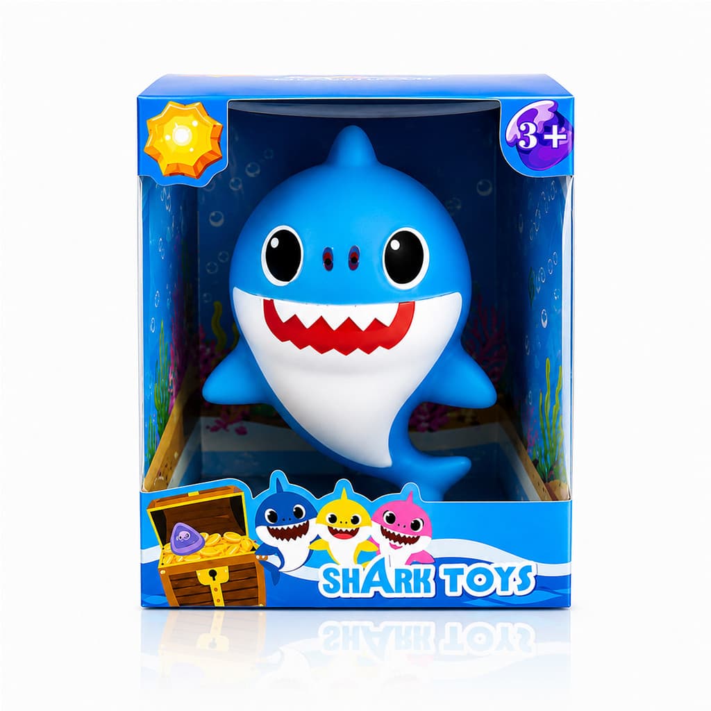 Brinquedo Tubarão Papai Shark Toys Azul Musical Infantil Divertido