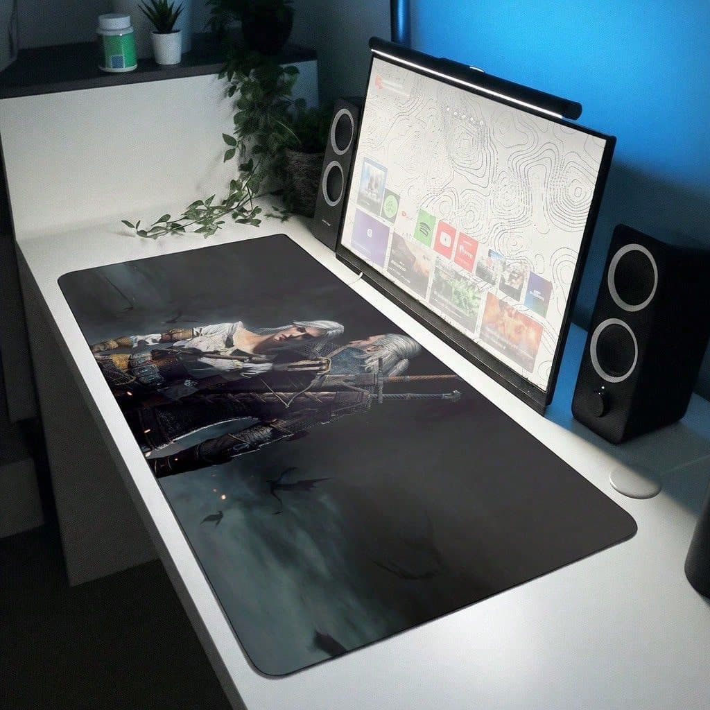 Mousepad Grande 80x30 Caçador de Monstros Fantasia Medieval Gamer Premium