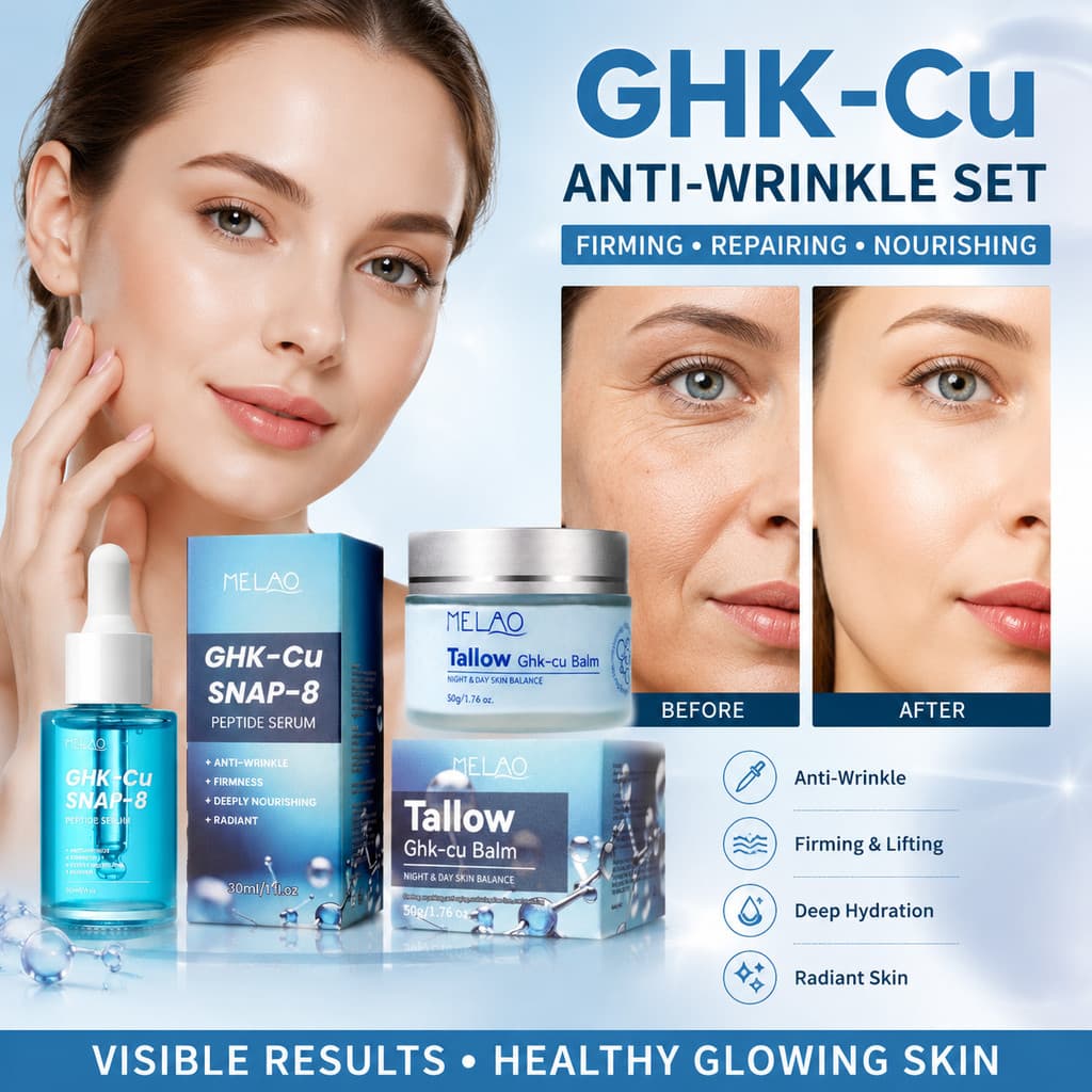 Conjunto De Cuidados Com A Pele Antirrugas GHK , Soro Facial Reafirmante E Lifting + Bálsamo De Alta Fidelidade , Nutriç