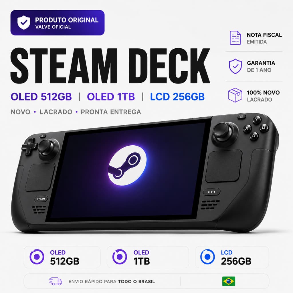 Console Portatil Steam Deck Oled - Lacrado - com Nota Fiscal e Garantia de 1 ano!! Envio imediato!