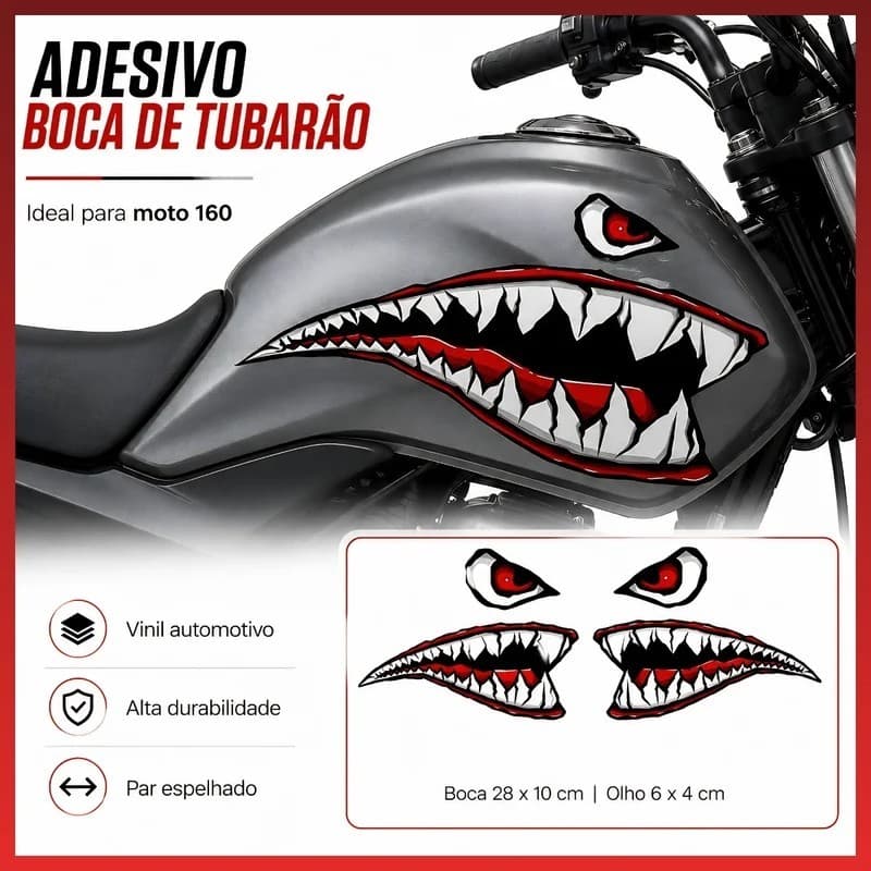 Adesivo Boca de Tubarão em Vinil Automotivo – Visual Esportivo, Alta Resistência e Estilo Personalizado