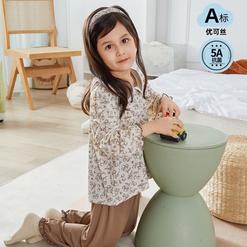 Crianças verão ar condicionado casa roupas classe a gelo Doraemon Youkesi Modal Tencel roupa interior conjunto Anyang ro