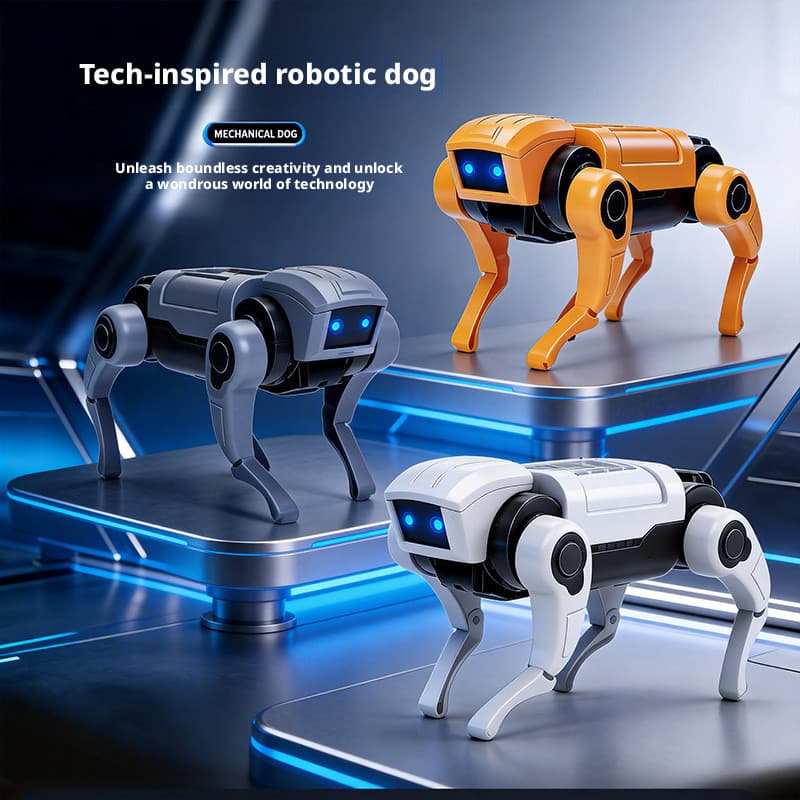 Robô elétrico cão brinquedos infantis mecânico cão luz educacional menino presente de aniversário robô brinquedos