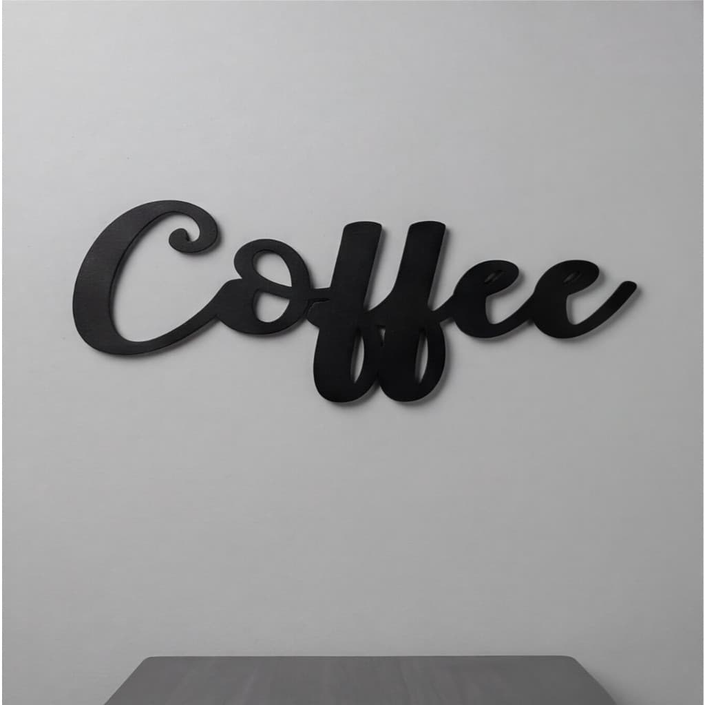 Placa Coffee MDF Preto 25x10 Aplique Parede Recorte Frase Cantinho do Café Cozinha Cafeteria