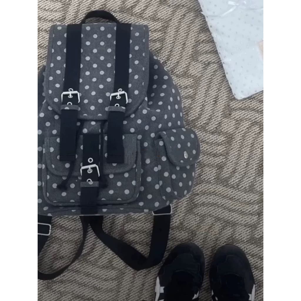 2025 estilo coreano nicho Retro japonês bolinhas bolso mochila grande capacidade saco de escola estudante classe lazer s