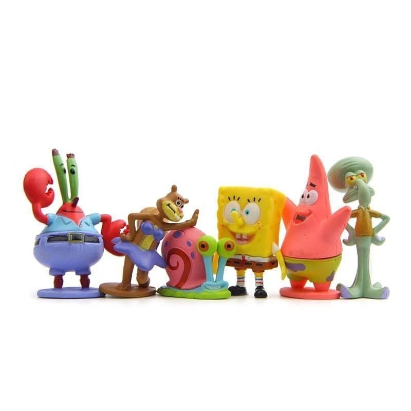 Kit Colecionável do Bob Esponja com 6 Figuras em Miniatura de Desenho Animado