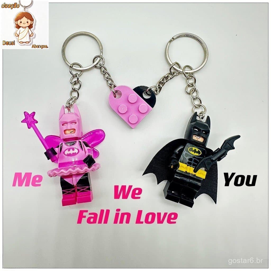 Chaveiro De Casal Batman Bonito Pingente De Mochila Compatível Com O LEGO