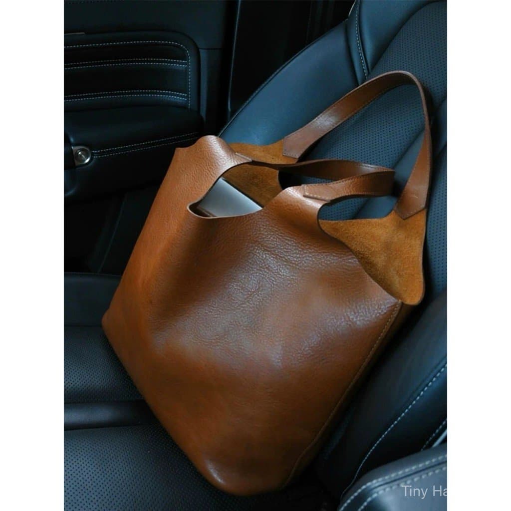 Bolsa Feminina Tote Grande Couro Macio Retro Italiana Pasta Para Trabalho