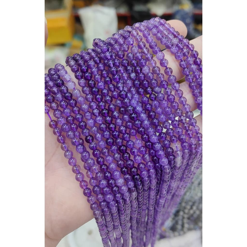 Contas de ametista natural de 4mm, adequadas para fabricação de joias DIY XKSF CISY