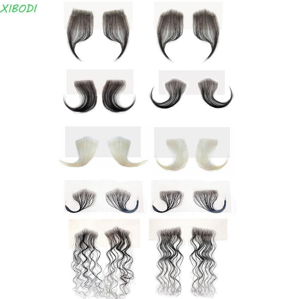 XIBODI Cabelo Humano Real Invisível 2 Peças Bordas Falsas Perucas De Renda Listras Naturais