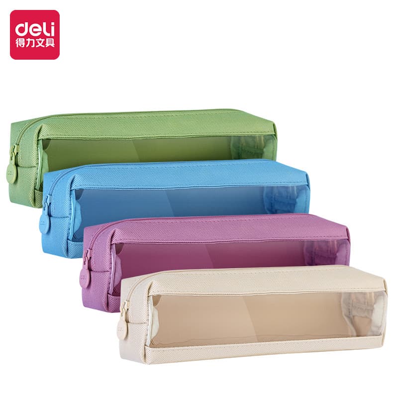 Deli BC109 Estojo Transparente Simples Nicho ins Estilo Menina Estudante do Ensino Médio Lona Menina Pequena Bolsa Quadr