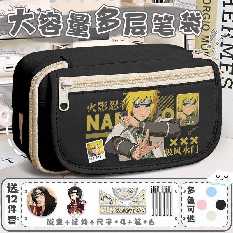 Naruto caixa de papelaria japonês quadrinhos Sasuke com solo multifuncional lápis caso estudantes da escola primária cas