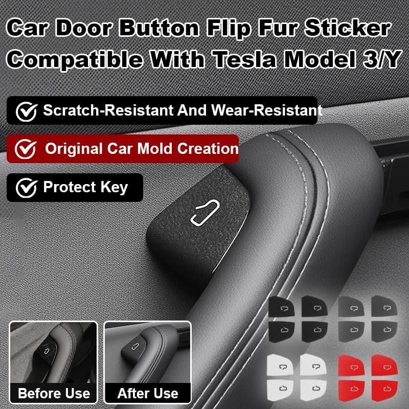【Design Exclusivo】adesivos de camurça para botões de portas Tesla/Tesla/Adesivo/Botão/Camurça